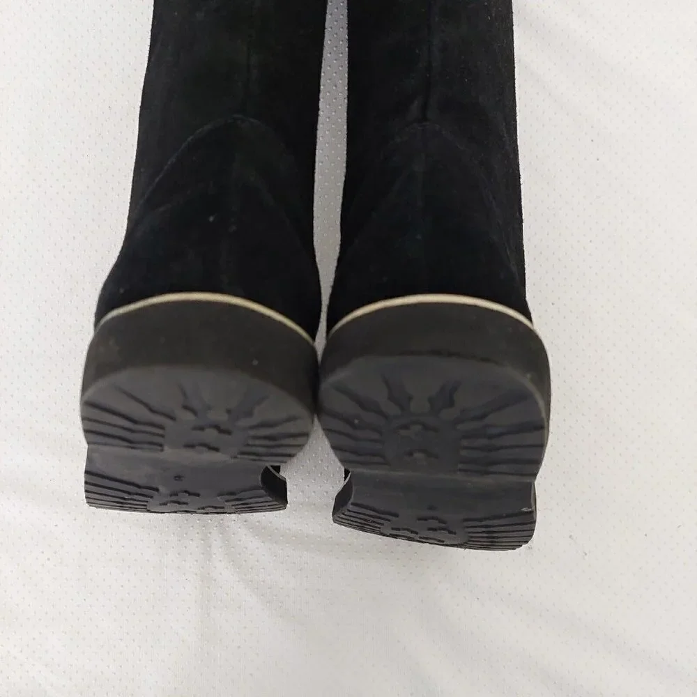 Inca Boot Company Electra Zora Over-The-Knee  Suede Embroidered Boots Black Sz 9